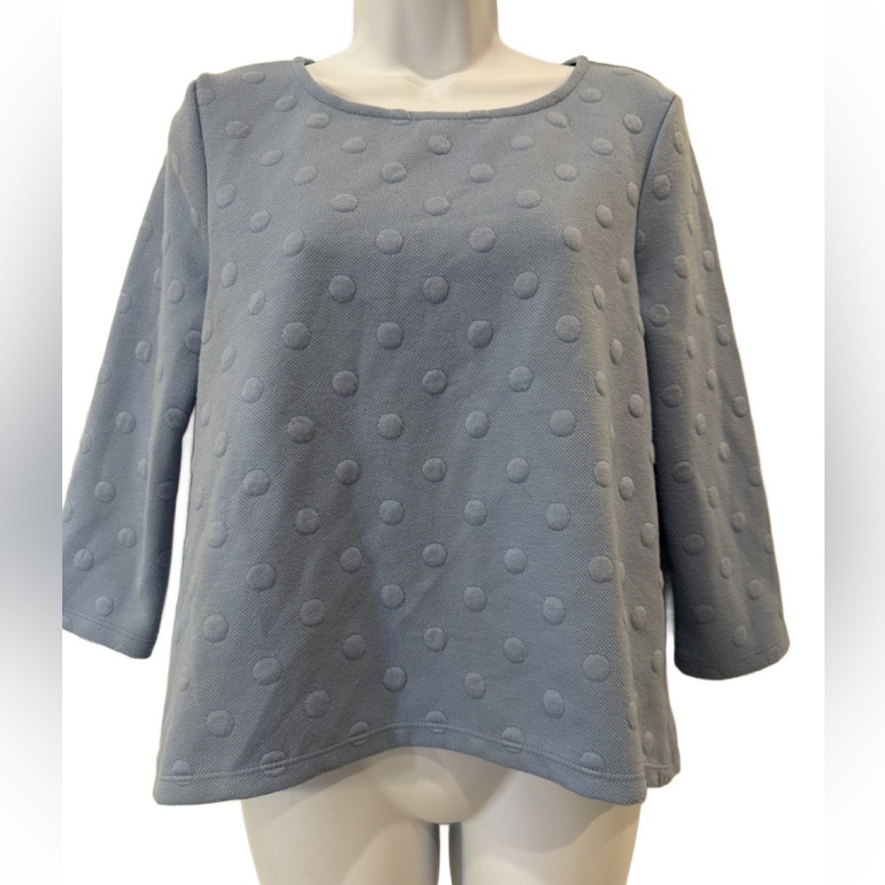 Anthropologie W5 Blue Textured Polka Dot Blouse. Small